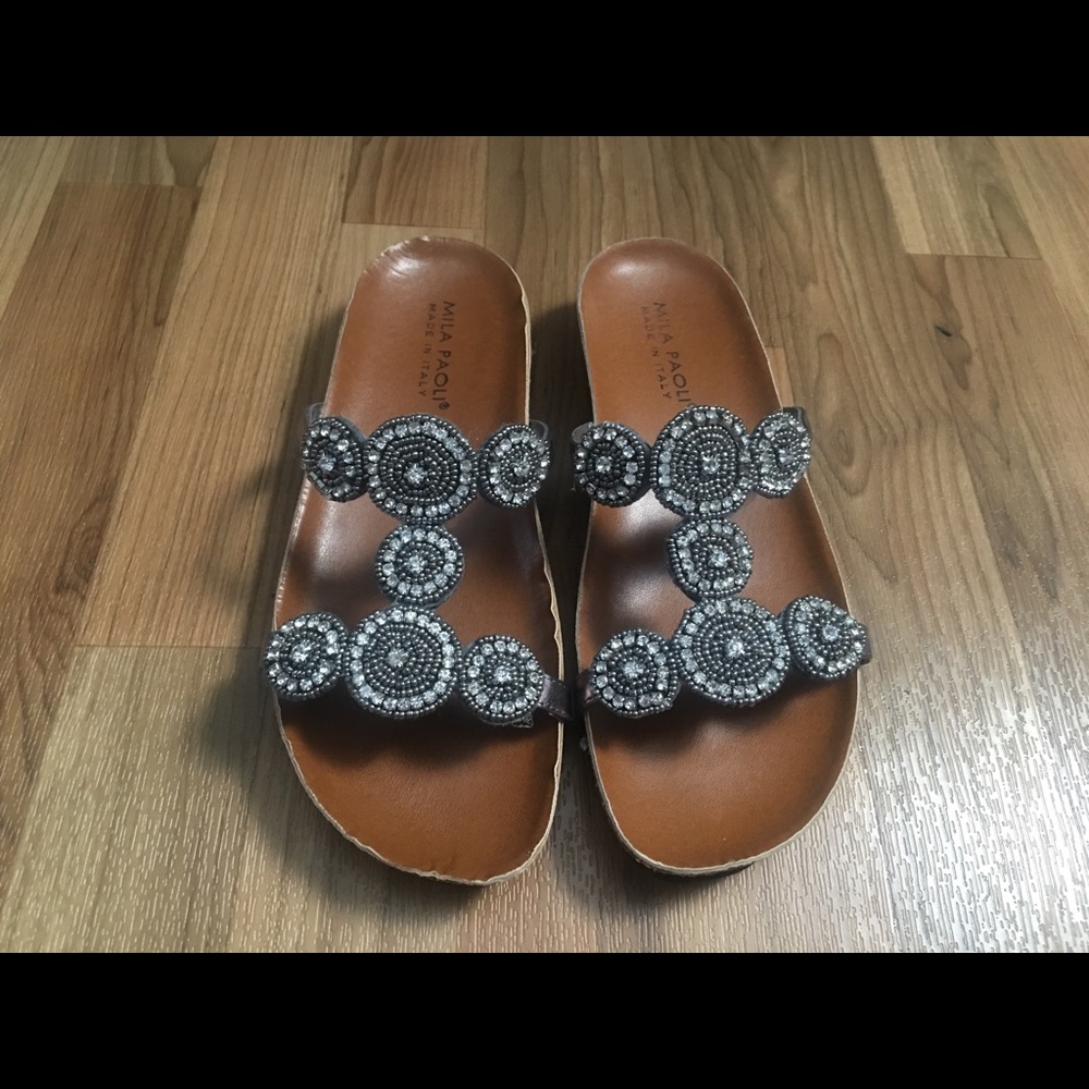 Rhinestone Embellished Sandals 8.5